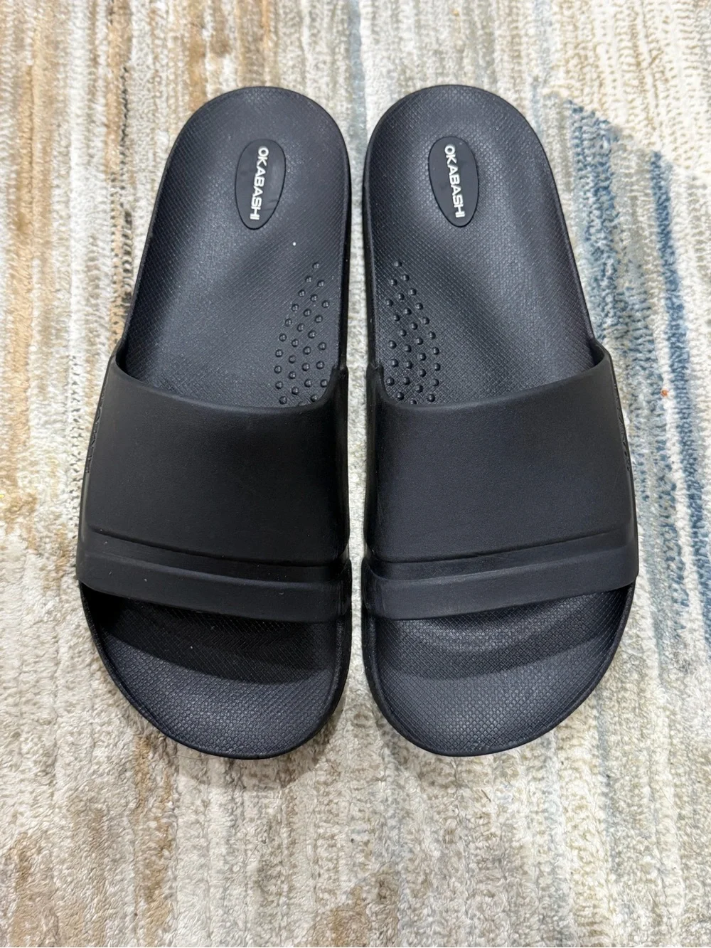 Okabashi Black Slide Sandals with Textured Footbed